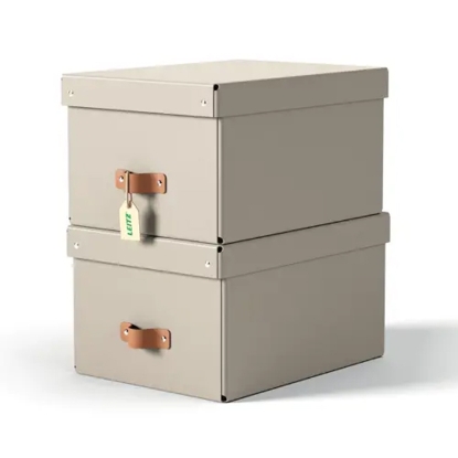 Obrázek Box úložný Leitz Puro, karton, velikost M, béžový / 2 ks