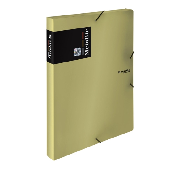 Obrázek Krabice PP s gumou A4 Metallic  - zlatá
