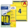 Obrázek Etikety Avery-Zweckform - Na pořadače 61 x 192 mm - žlutá / 20 archů