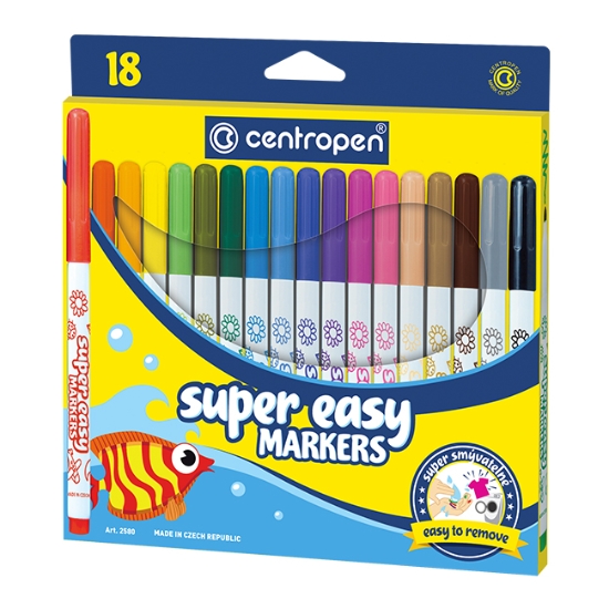 Obrázek Popisovač CENTROPEN 2580 smývatelný super easy / 18 ks v etui