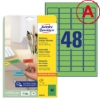 Obrázek Etikety Avery-Zweckform - Odnímatelné 45,7 x 21,2 mm/zelená 20xA4