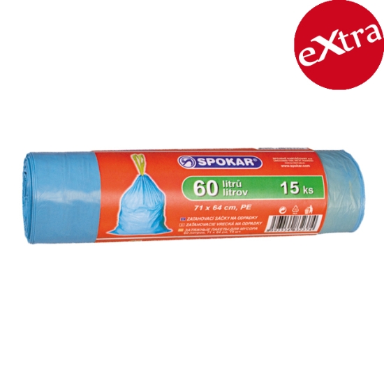 Obrázek Pytle na odpad zatahovací 60 l / 15 ks