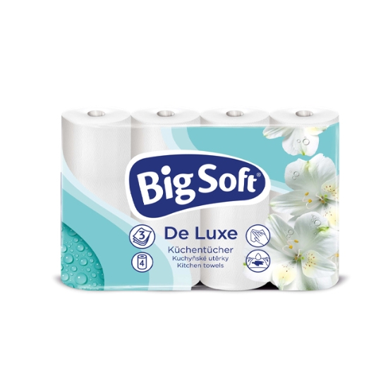 Obrázek Utěrky kuchyňské Big Soft De Luxe 3-vrstvé / 4 ks