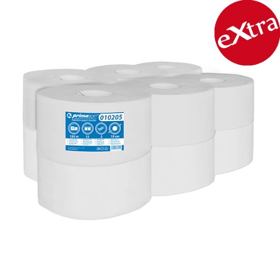 Obrázek Papír toaletní JUMBO průměr 190 mm, 2 vrstvy, recykl / 12 ks (010205)