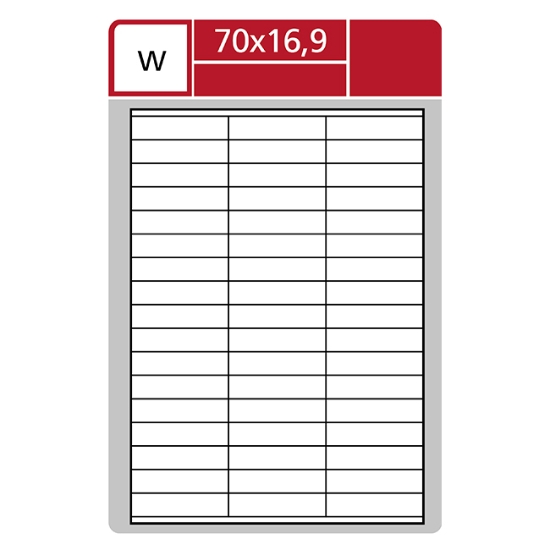 Obrázek Etiketa Polyesterová 70 x 16,9 mm A4 - bílá / 20 archů