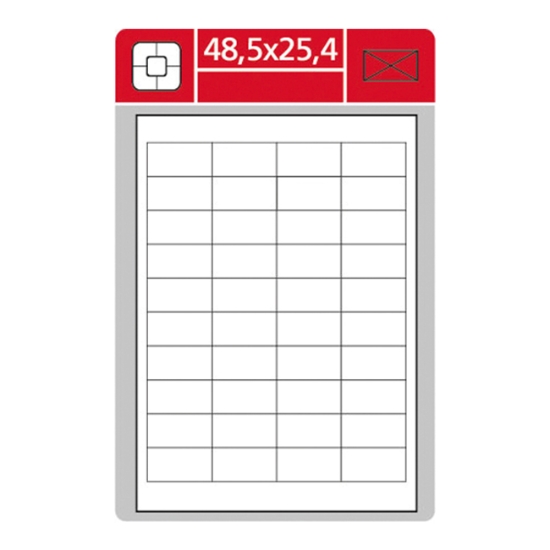 Obrázek Etiketa Laser lesklá 48,5 x 25,4 mm A4 - bílá/ 100 archů