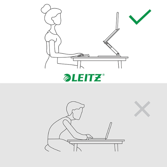 Obrázek Stojan nastavitelný Leitz Ergo na notebook s více úhly sklonu, 80% recyklovaného plastu, tm. šedý