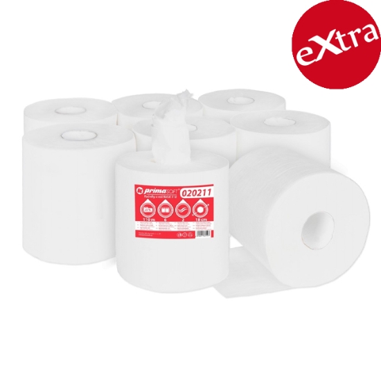 Obrázek Utěrky MAXI 2vr. celulóza, 20 cm/19 cm, návin 110 m - bílá role / 6 ks 