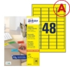 Obrázek Etikety Avery-Zweckform - Odnímatelné 45,7 x 21,2 mm/žlutá 20xA4