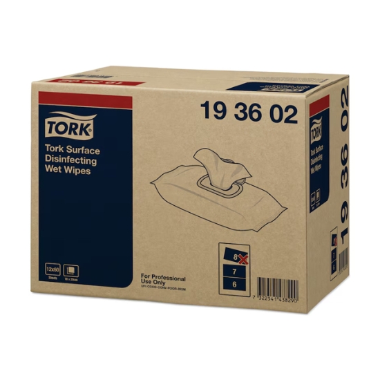 Obrázek Vlhčené utěrky na dezinfekci povrchů Tork 193600 / 60ks