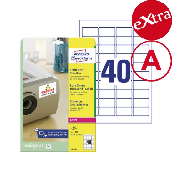 Obrázek Etikety s trojnásobnou lepivostí 45.7 x 25,4 mm / 800ks