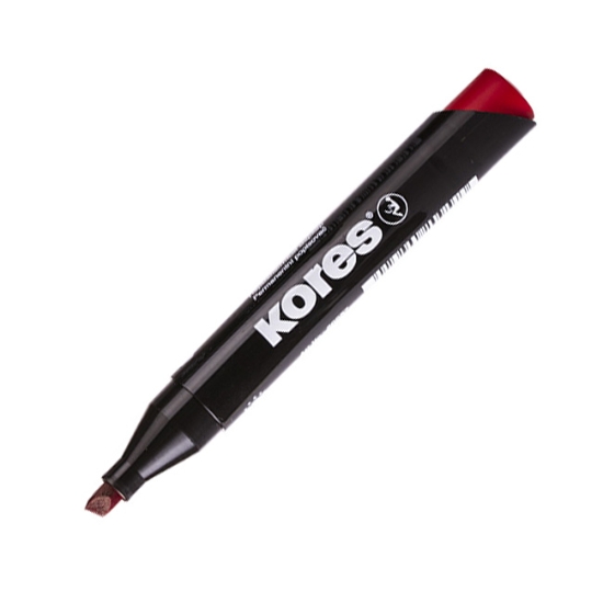 Obrázek Popisovač permanentní Kores K-Marker klínový hrot - červená