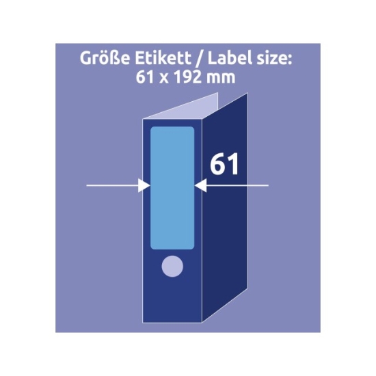 Obrázek Etikety Avery-Zweckform - Na pořadače 61 x 192 mm - modrá / 20 archů