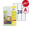 Obrázek Etikety Avery-Zweckform - Odnímatelné 63,5 x 33,9  mm - bílá  A4 / 20xA4