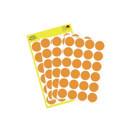 Obrázek Etikety Avery-Zweckform - Označovací kolečka ø 18 mm - neon oranžová / 96ks