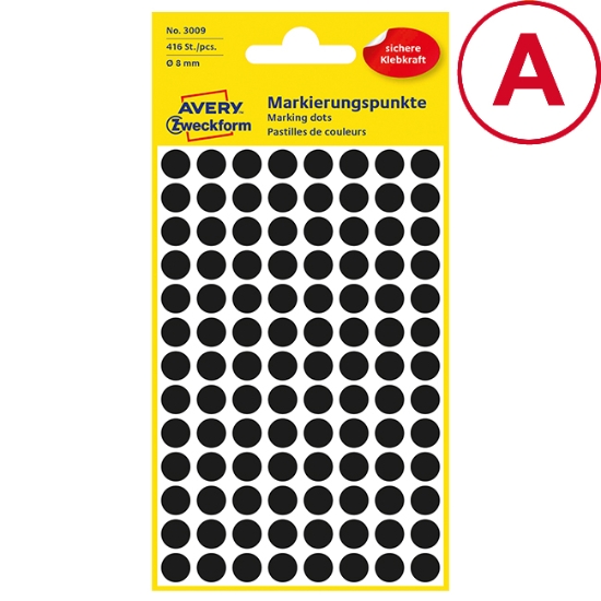Obrázek Etikety Avery-Zweckform - Označovací kolečka ø 8 mm - černá / 416ks