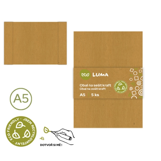 Obrázek Obal na sešit A5 KRAFT, ECO LUMA/5ks