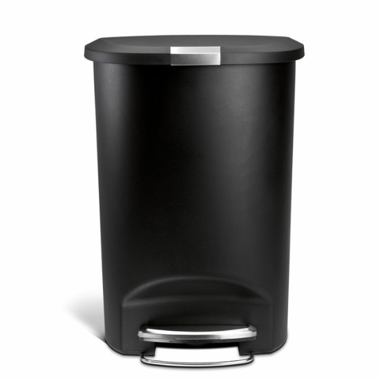 Obrázek Pedálový odpadkový koš Simplehuman – 50 l, půlkulatý, černý plast