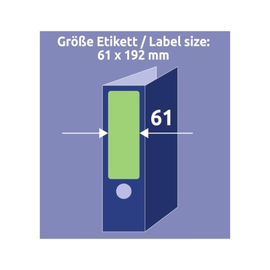 Obrázek Etikety Avery-Zweckform - Na pořadače 61 x 192 mm - zelená  / 20 archů